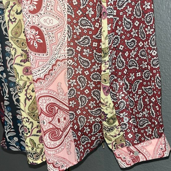 SOFT SURROUNDINGS LANGDON Paisley Patchwork Blouse Shirt Tie Front - NWT - PL - Picture 10 of 13